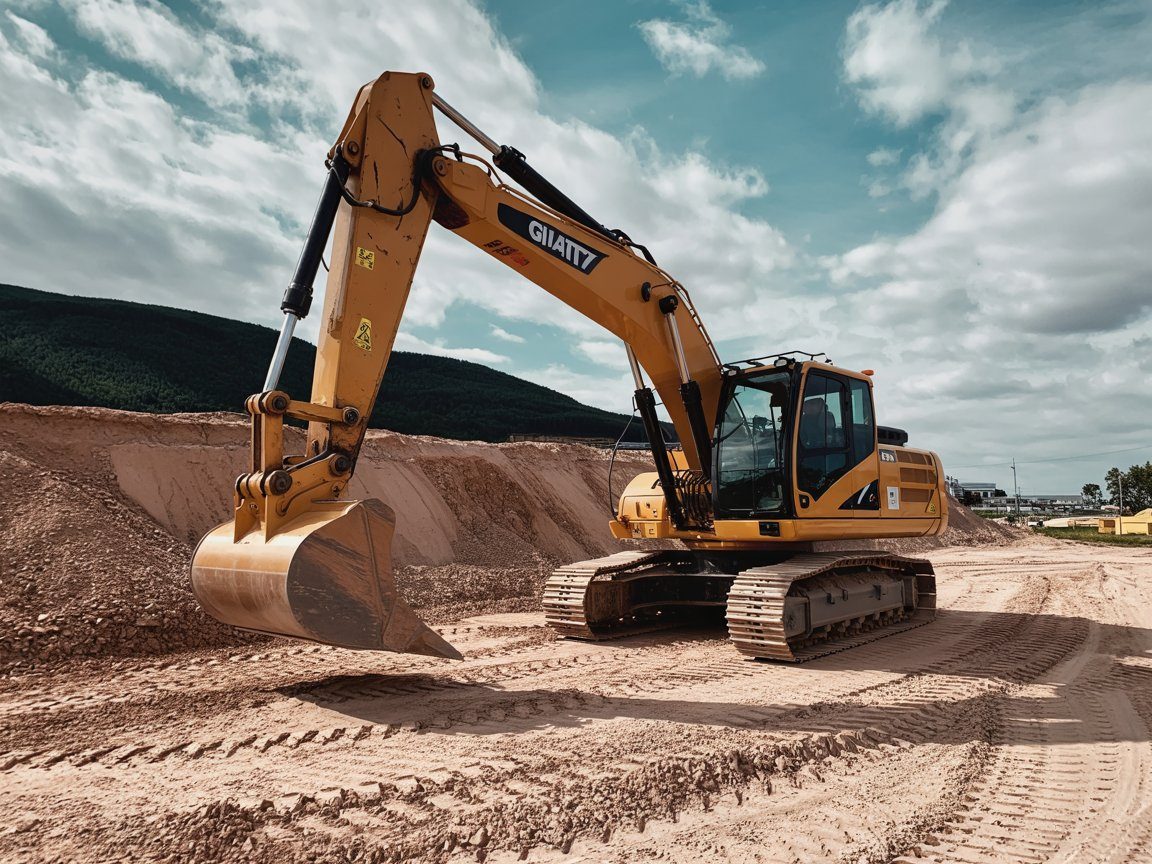 Excavator operating on a construction site
